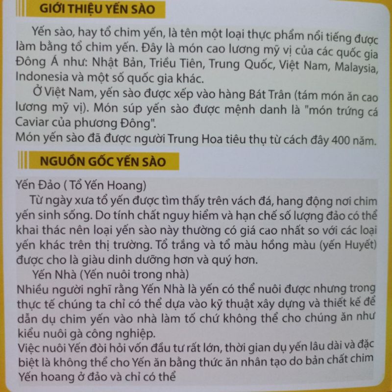 Cẩm nang yến sào