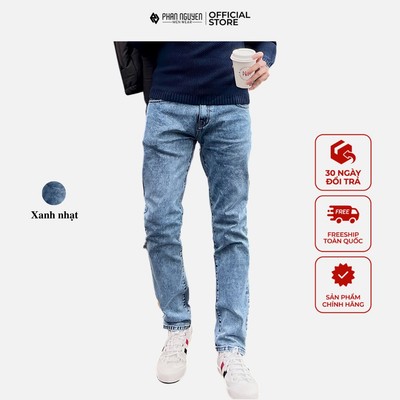 Quần bò nam dáng dài cao cấp Phan Nguyễn kiểu dáng slim fit, thiết kế hiện đại, thời thượng, thoáng mát QBD.031