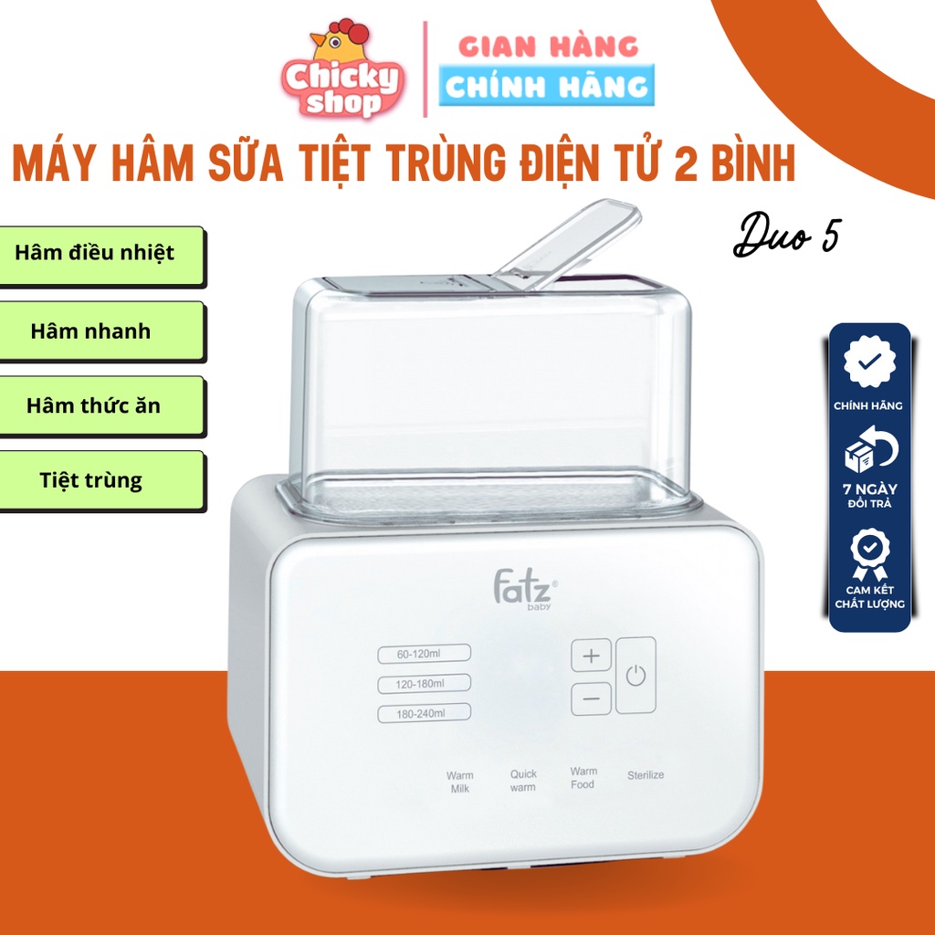 Máy hâm sữa tiệt trùng điện tử 2 bình Duo 5 FatzBaby FB3203TN