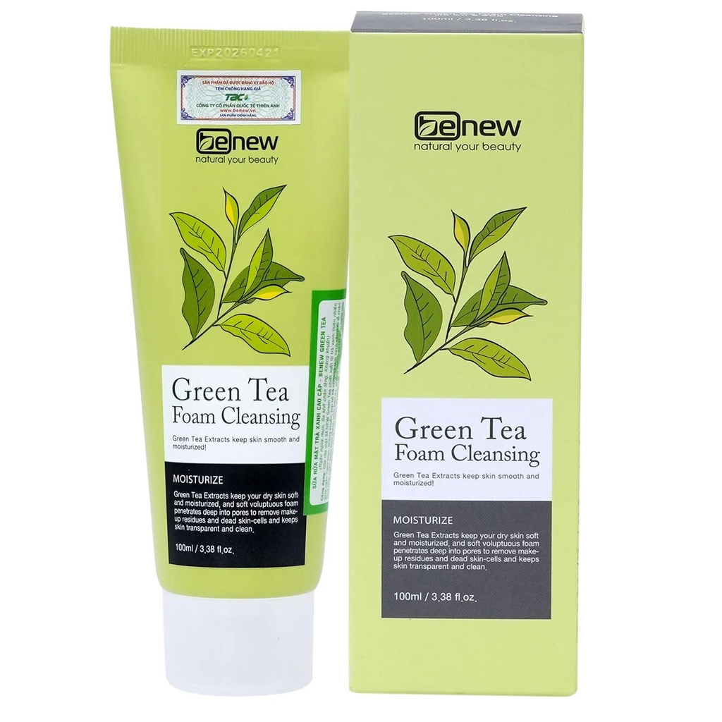 Sữa rửa mặt trà xanh Benew Green Tea Foam Cleasing 100ml
