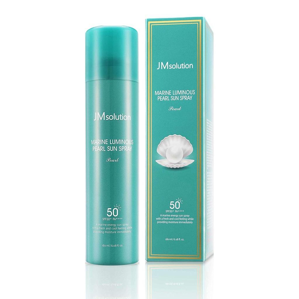 Xịt Chống Nắng Dưỡng Sáng Da Chiết Xuất Ngọc Trai Hoa Hồng JM Solution Sun Spray 180ml SPF50