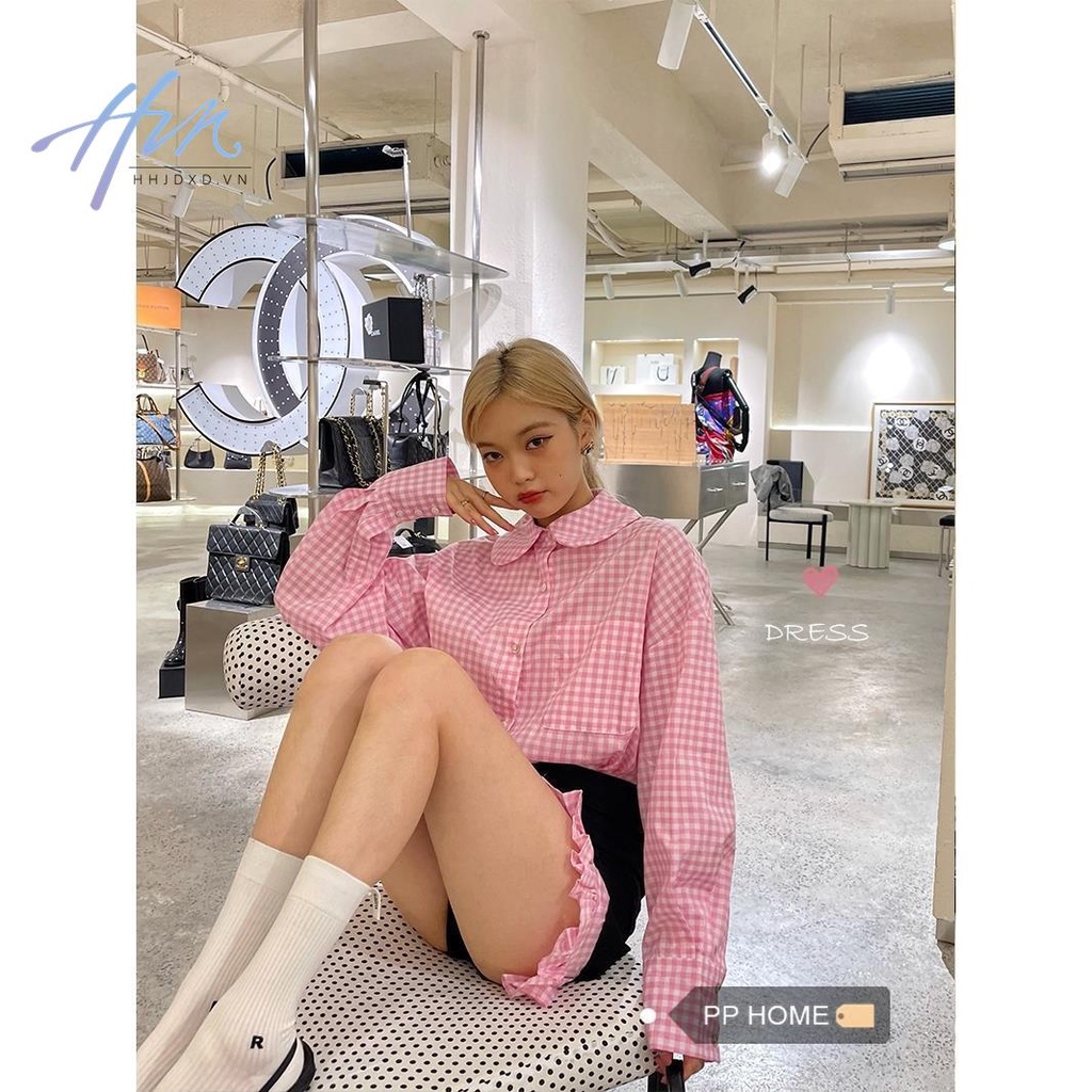 Áo Sơ Mi Viền Lá Sen Dễ Thương Thời Trang Mùa Xuân 2023 Cho Bé Gái