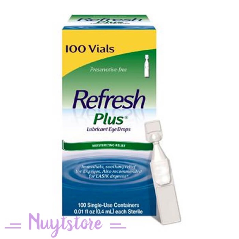 Nước nhỏ mắt nhân tạo Refresh Plus Lubricant Eye Drops - 100 tép x 0.4ml