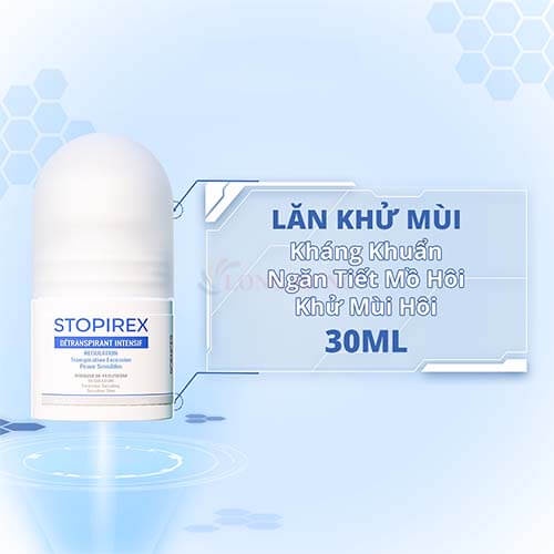 Lăn khử mùi Stopirex dành cho da nhạy cảm giúp khử mùi và ngăn ngừa mùi hôi (30ml)