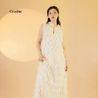 Đầm nữ thiết kế Crushie cổ tròn dáng dài maxi bèo nhún Mimosa