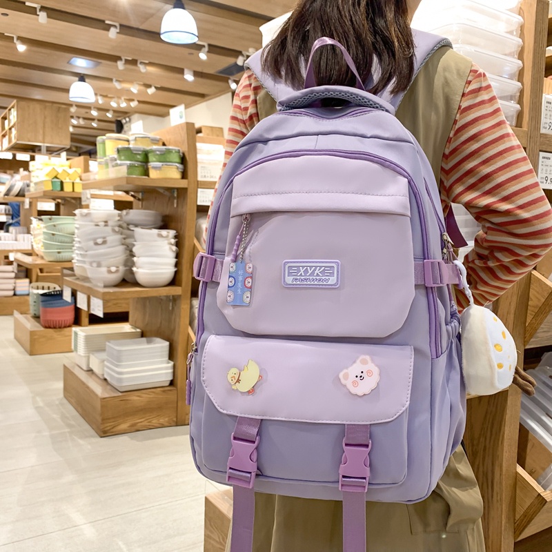 Balo đi học PRETTYZYS sức chứa lớn 15.6 inch thời trang Hàn Quốc 2023 trẻ trung cho nữ