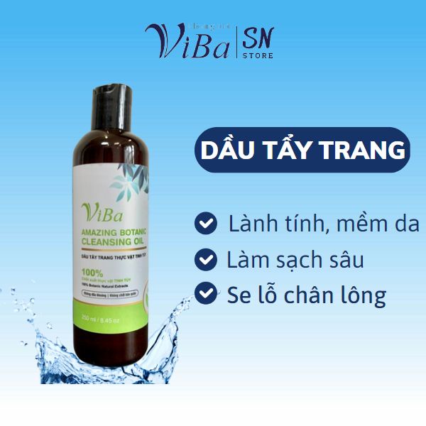 Dầu Tẩy Trang Thực Vật VIBA chính hãng Sạch Sâu, Mềm Mịn Da, Thu Nhỏ Lỗ Chân Lông