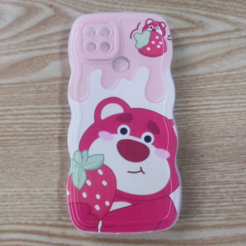 Ốp lưng Oppo A15 dẻo viền lượng sóng lưng in hình gấu dâu có bảo vệ camera