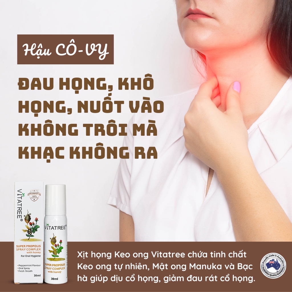 [Date 2027][Chính Hãng][Úc]Xịt keo ong VITATREE giảm ho & đau họng cho trẻ em & người lớn
