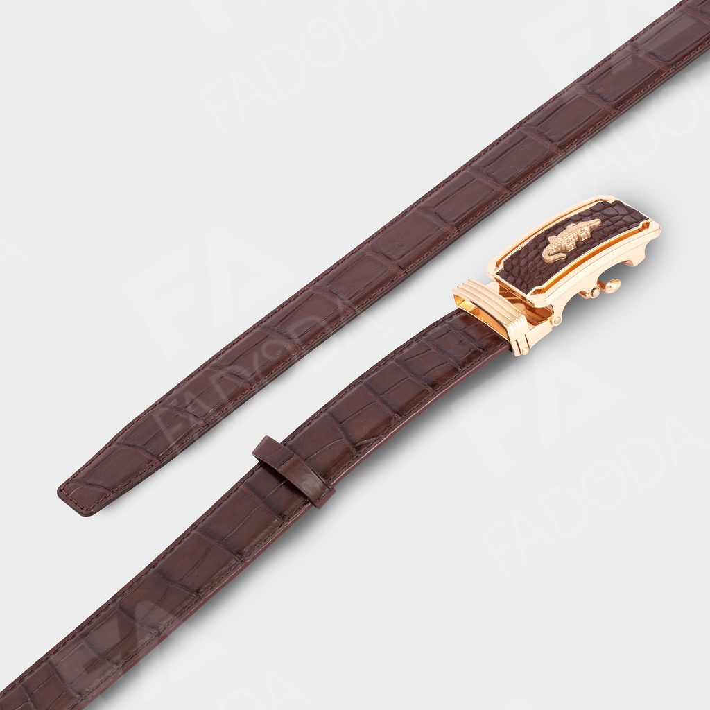 Thắt lưng da cá sấu Fadoda cao cấp bản ghép 4.0Cm làm từ vân bụng - FCB04BN