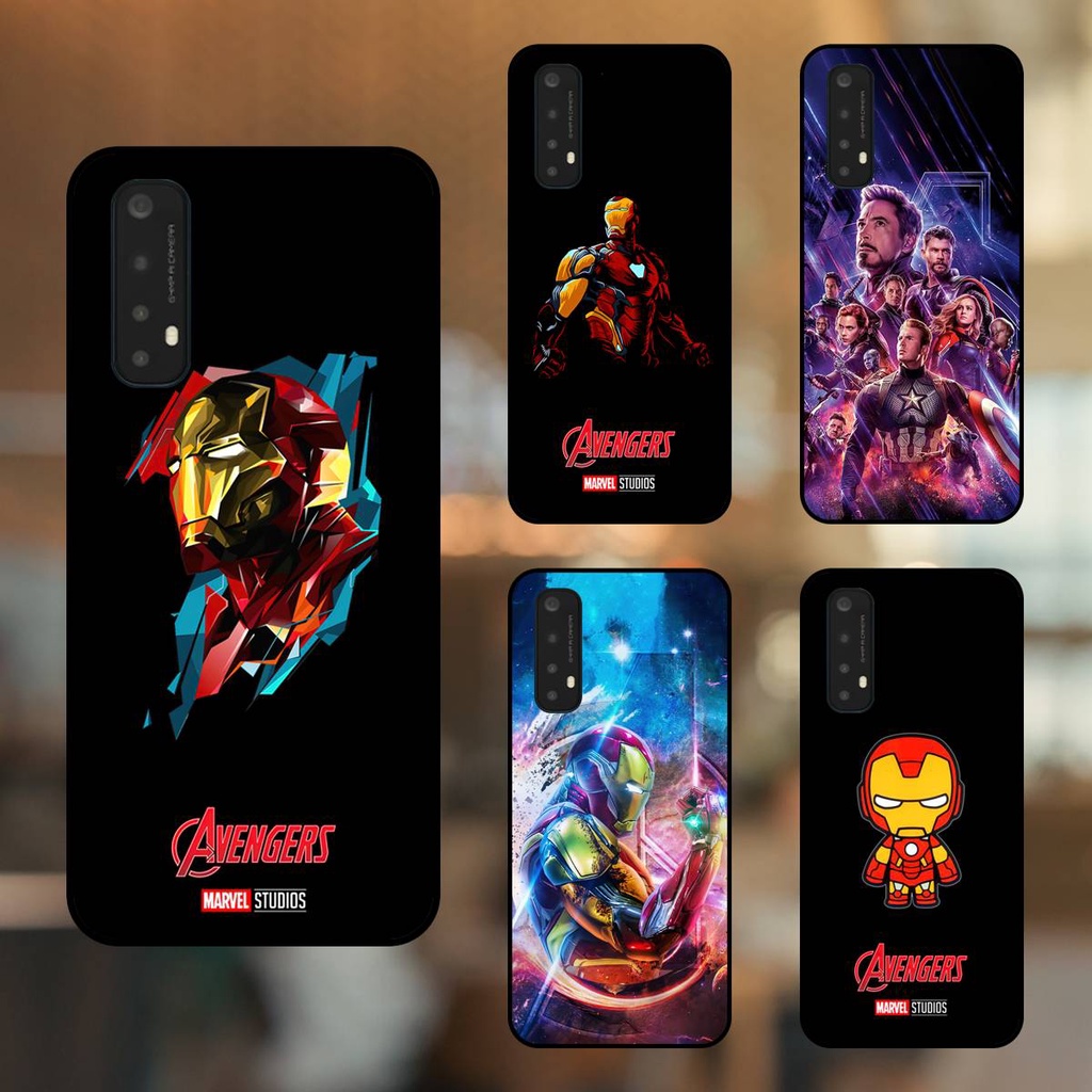Ốp lưng điện thoại Realme 7 viền đen Iron Man Người Sắt Marvel Avengers