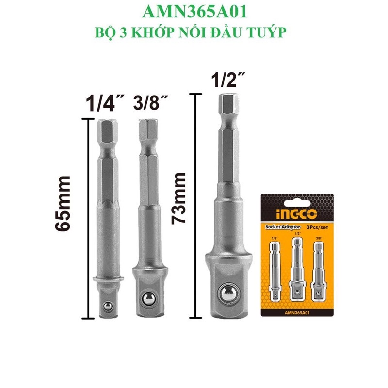 ĐỒ NGHỀ INGCO Bộ 3 khớp nối đầu tuýp AMN365A01
