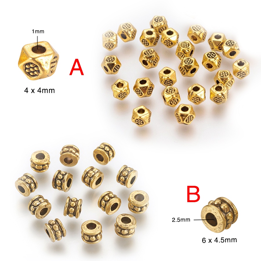 Chuỗi Hạt Hợp Kim Lục Giác Cổ Điển ~4-6mm, Mix Làm Vòng Tay Dây Đeo Móc Khóa Trang Sức, Thời Trang Nam Nữ