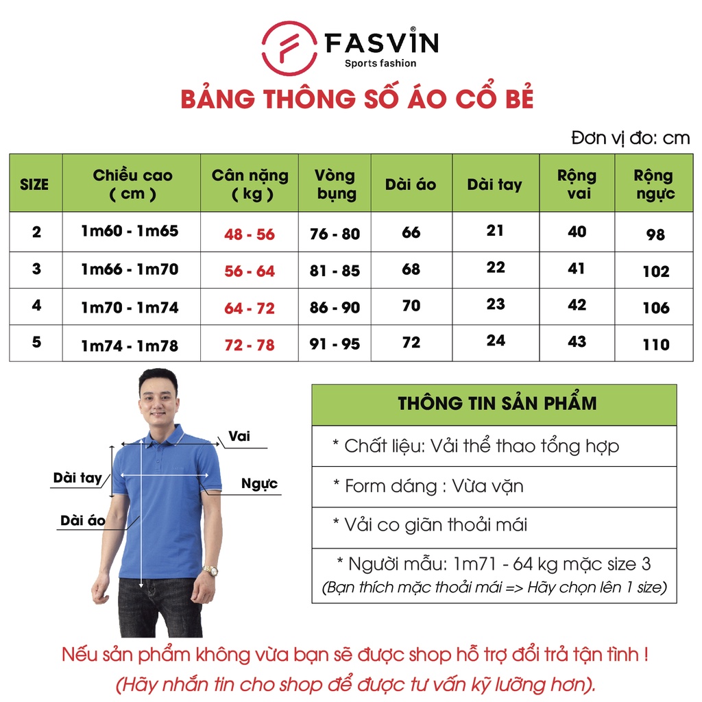 Áo polo nam Fasvin PL23568.HN chất vải coolmax mềm mại mát lạnh lịch sự tiện dụng