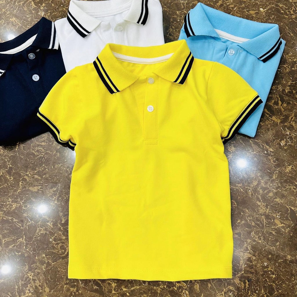 Áo polo trẻ em cao cấp A98 hàng xuất dư chất vải cá sấu cổ trụ cho bé trai bé gái thoáng mát sang size từ 8 - 40kg