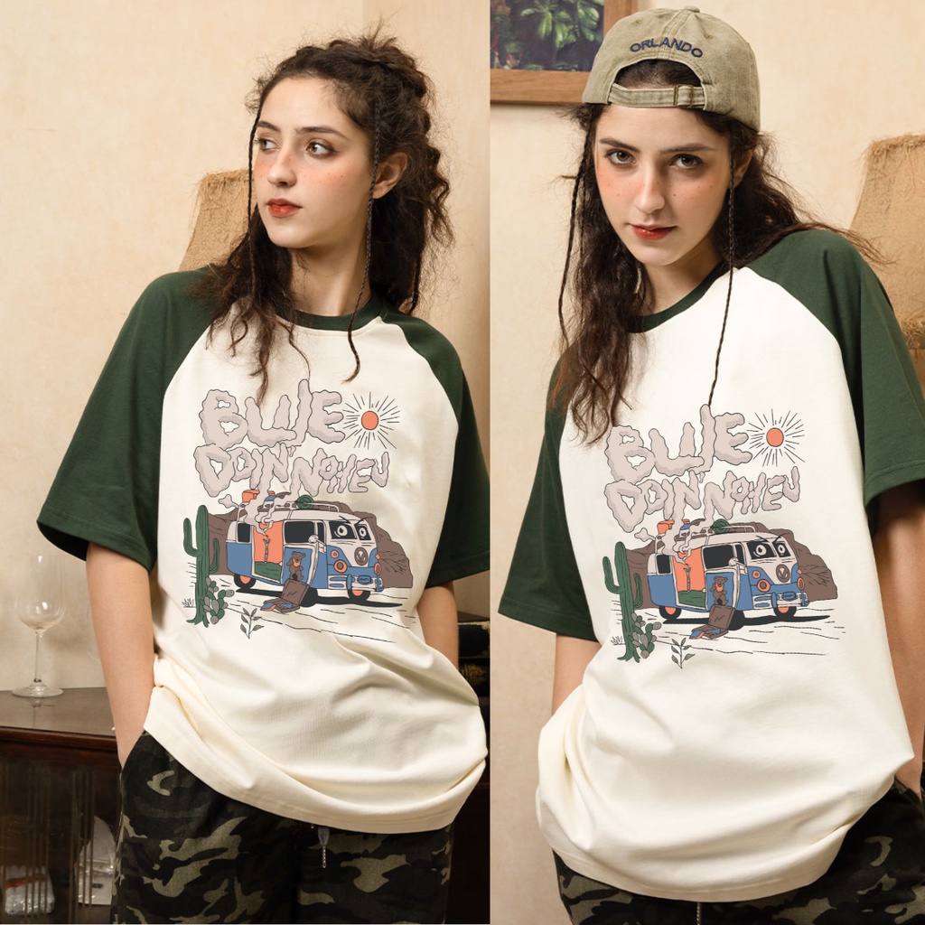 Áo thun tay lỡ BLUE DOIN NOHEV phông Unisex nam nữ Cotton oversize form rộng phối raplang Bduck Girl