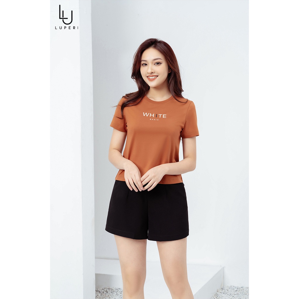 Áo Thun Nữ Tay Ngắn Dáng Croptop Chất Liệu Cotton LUPERI LFAP898 Co Giãn, Kháng Khuẩn, Thoáng Mát Cho Nữ