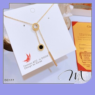 Dây chuyền nữ Titan La Mã đá trắng phối thanh rơi - Măng's House DC177