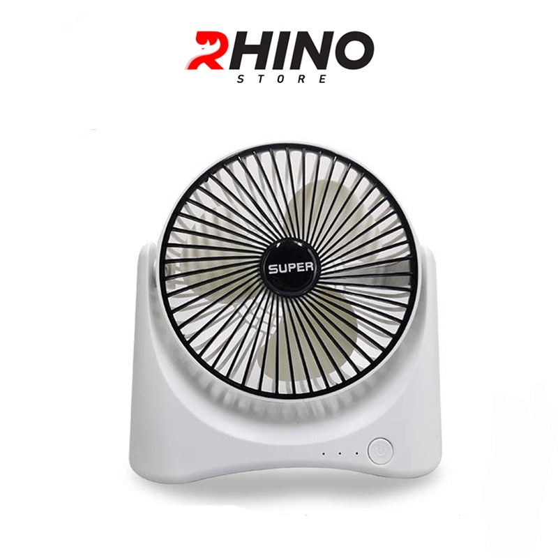 Quạt để bàn văn phòng mini Rhino F102 tích điện 3 mức độ gió