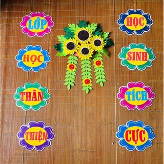 set 3 combo trang trí lớp học(nội quy,kh 8 chữ,kh lớp học thân thiện k kèm hoa)