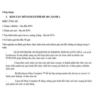 Kem tan mỡ Slim Extreme 3D - 4D Eveline Tuýp 250ml