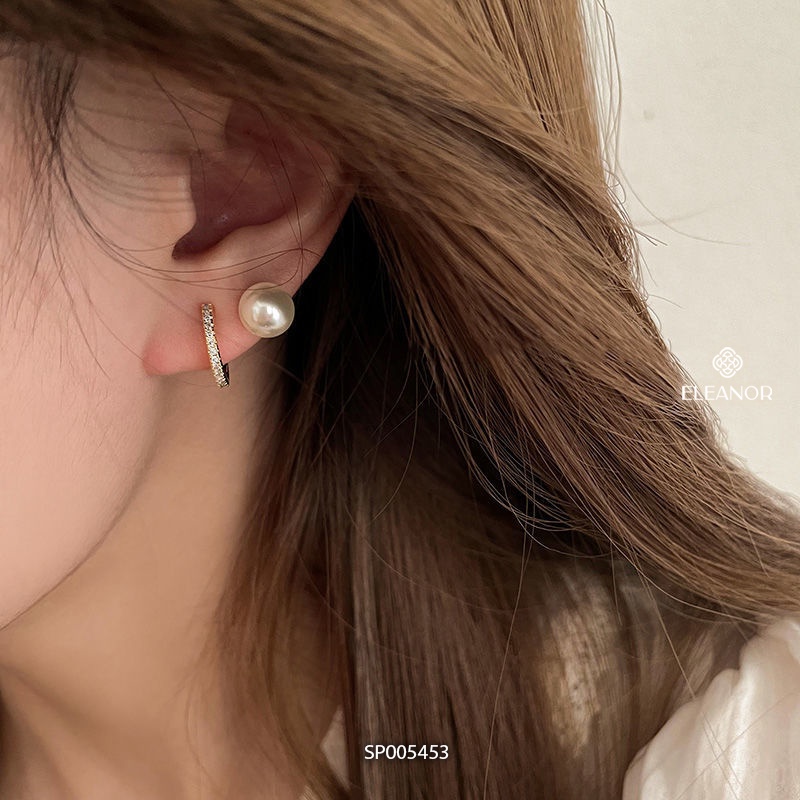 Bông tai nữ chuôi bạc 925 Eleanor Accessories đính đá kết hợp ngọc trai nhân tạo phụ kiện trang sức 5453
