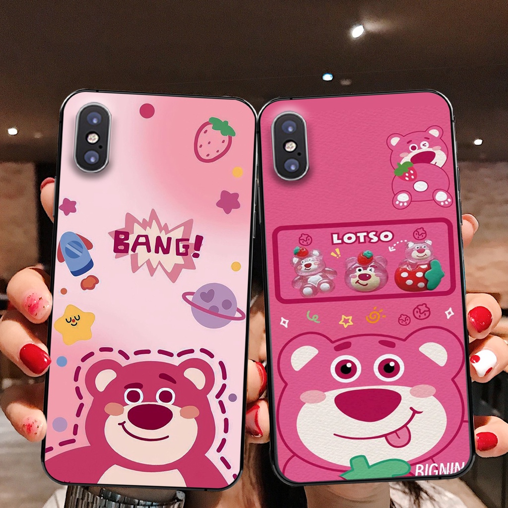 Ốp lưng Iphone X/XS-IPHONE XR-IPHONE XS MAX GẤU DÂU LOTSO đỏ cute đẹp siêu rẻ/mẫu ốp đẹp