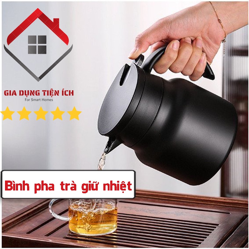 Bình Nước Giữ Nhiệt, Pha Trà, Pha Cafe 2 Lớp Inox 304 Cao Cấp 800ml - Có Lõi Lọc Pha Trà -Nắp Chống Tràn