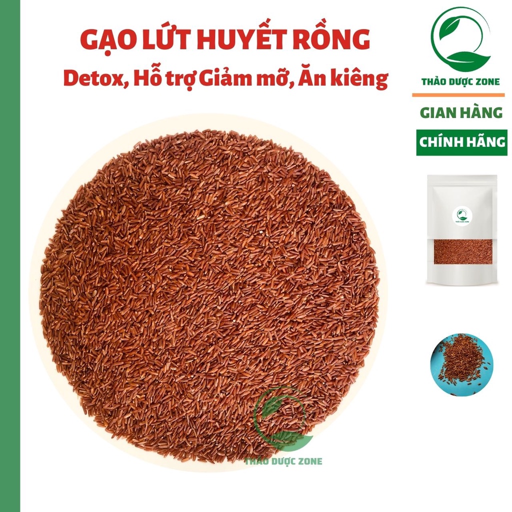 1kg Gạo Lứt Huyết Rồng Đóng túi Zíp có hút ẩm Thảo Dược Zone
