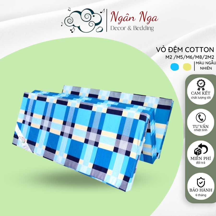 Vỏ Bọc Nệm gấp 3 Tấm Cotton , Áo bọc đệm giường KT 1m2-1m5-1m6-1m8-2m, Màu Ngẫu Nhiên- Ngân Nga Shop