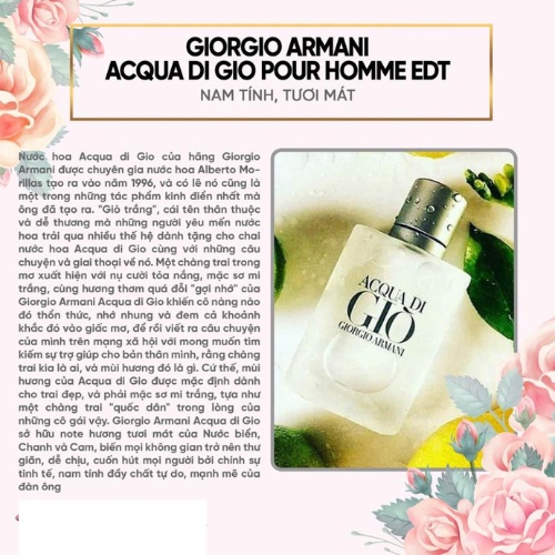 Nước Hoa Nam Giò Trắng Accqua Di Gio -  Hương thơm nam tính lịch thiệp - Teen_Perfume