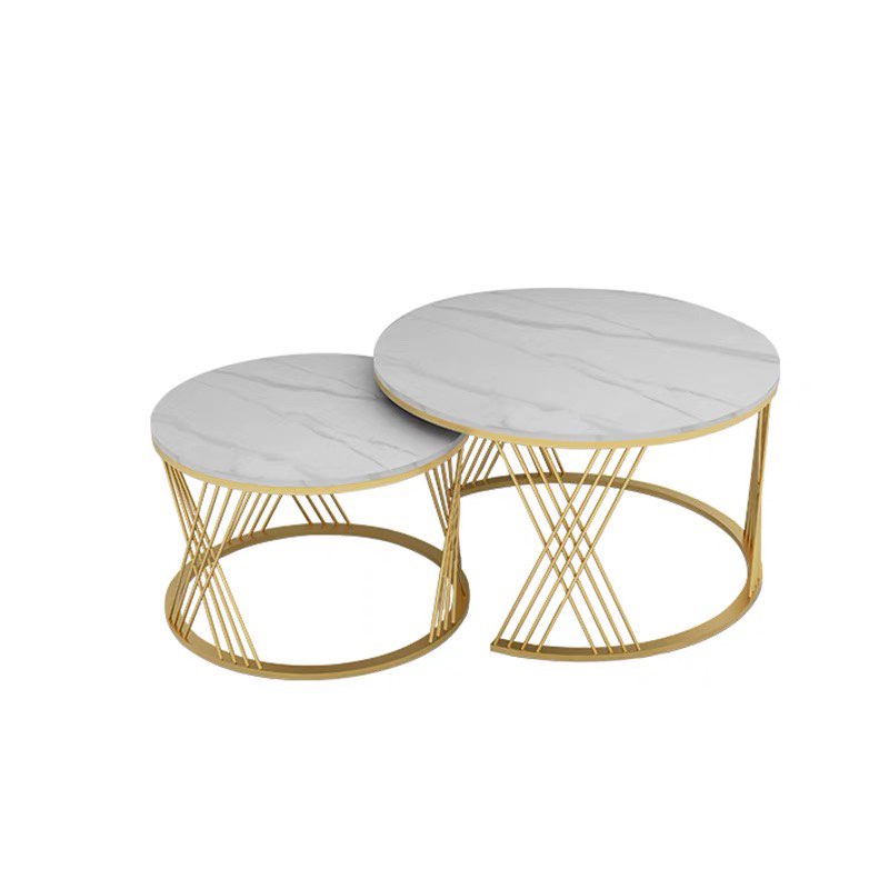 Đơn tỉnh ib shop - Bàn trà đôi Sofa phòng khách mặt đá tròn chân 4 nan chéo chữ X sang trọng, hiện đại | BigBuy360 - bigbuy360.vn