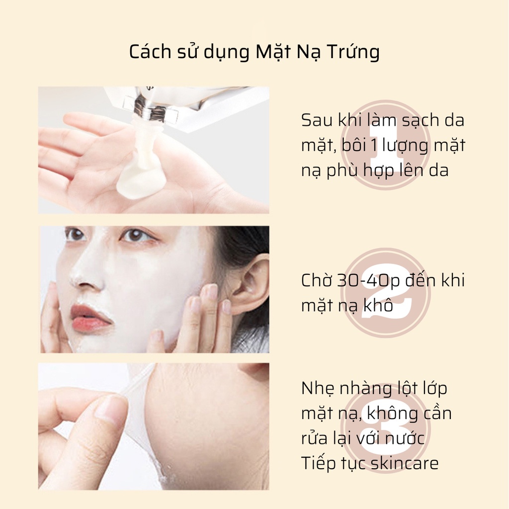 Mặt Nạ ủ trắng Vỏ trứng làm trắng da , Chiết Xuất Màng Vỏ Trứng Mặt Nạ Kem Làm Sáng Các Đường Nhăn Dưỡng Ẩm Làm Săn Chắc