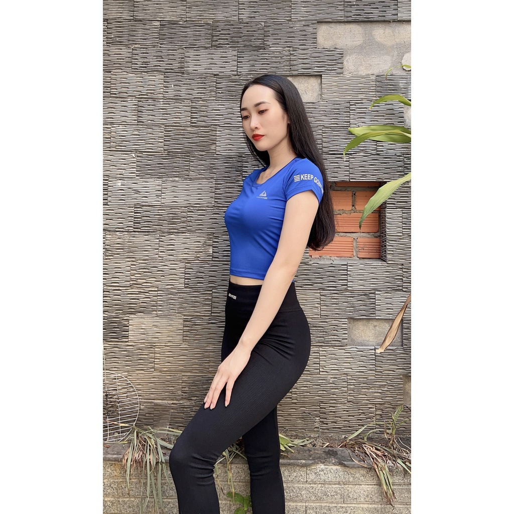 {free ship } áo crop top nữ keep going bên tay tập thể thao _{42kg - 63kg}