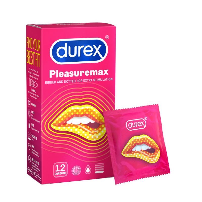 Bao cao su Durex Plesuremax - Gân gai nổi, ôm bó sát nhiều gel bôi trơn - Hộp 3 - 12 cái