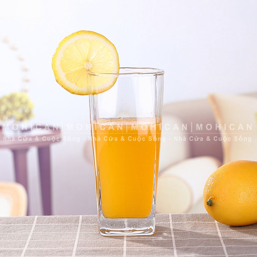 Ly thủy tinh cao đáy vuông 310ml, cốc thủy tinh pha cà phê, nước ép, ly ăn chè Union nhập khẩu Thái Lan UNIG-363