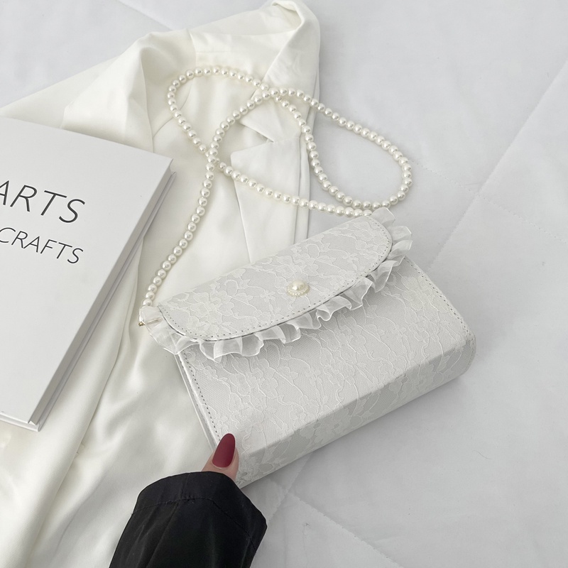 ❤ Túi xách nữ tiểu thư phong cách thanh lịch phối dây ngọc nhân tạo