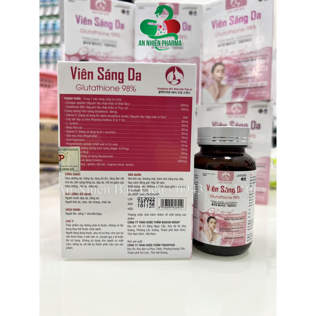 Viên sáng da Glutathione 98%