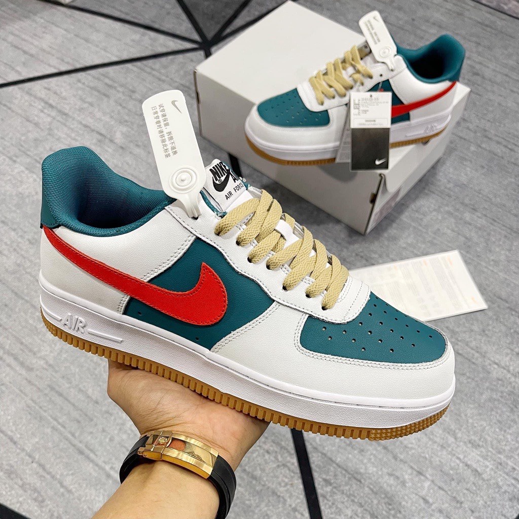 Giày _Nike Air Force 1 Gucci, AF1 Trắng Xanh Đỏ Đế Air Bản Cao Cấp Nhất Full Box Bill