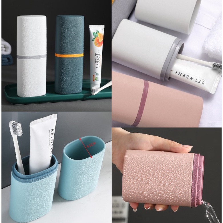 Hộp đựng bàn chải kem đánh răng, đựng lược dao cạo râu và tích hợp làm cốc đựng nước cá nhân đi du lịch ,sinh viên
