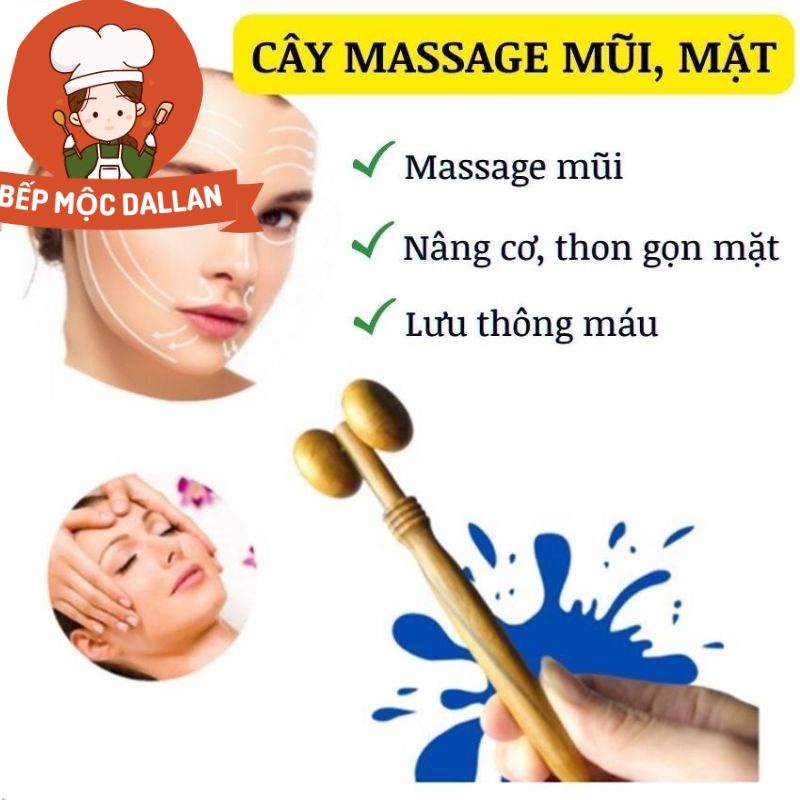 Cây lăn masage mặt mũi bằng gỗ thơm