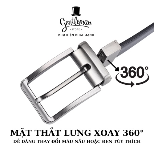Thắt Lưng Nam Mặt Xoay Chiều Nâu Đen Dây Da Thật Phong Cách Sang Trọng