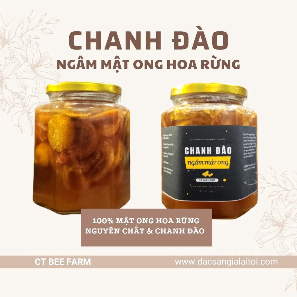 CHANH ĐÀO NGÂM MẬT ONG HOA RỪNG NGUYÊN CHẤT - CT BEE FARM 500ML