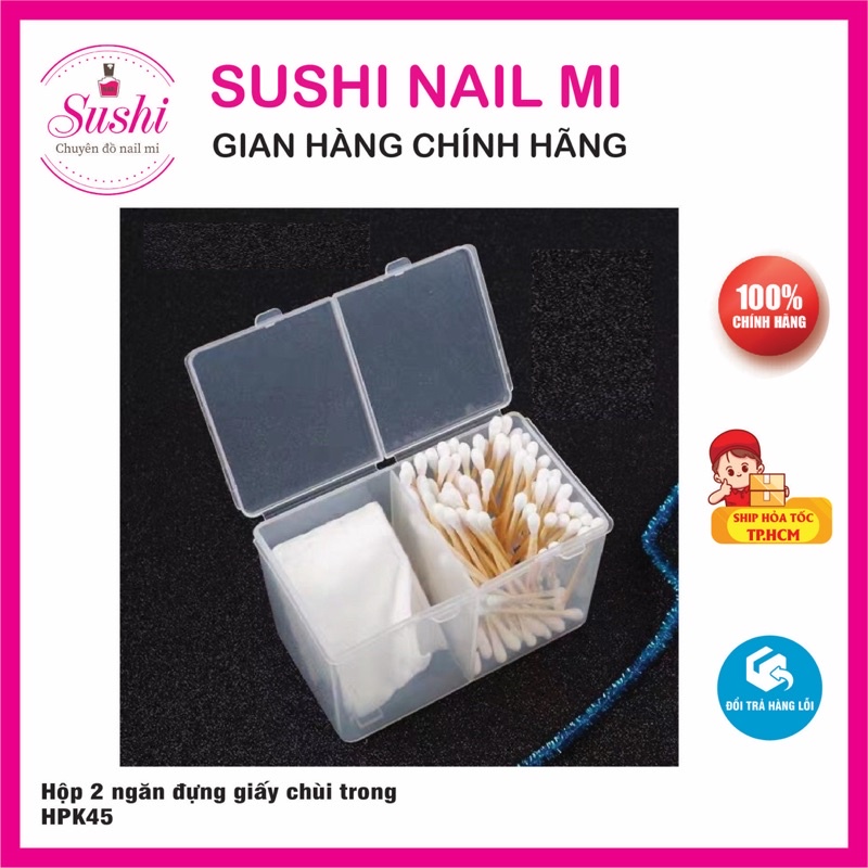 Hộp 2 ngăn đựng giấy chùi móng - Sushi nail mi