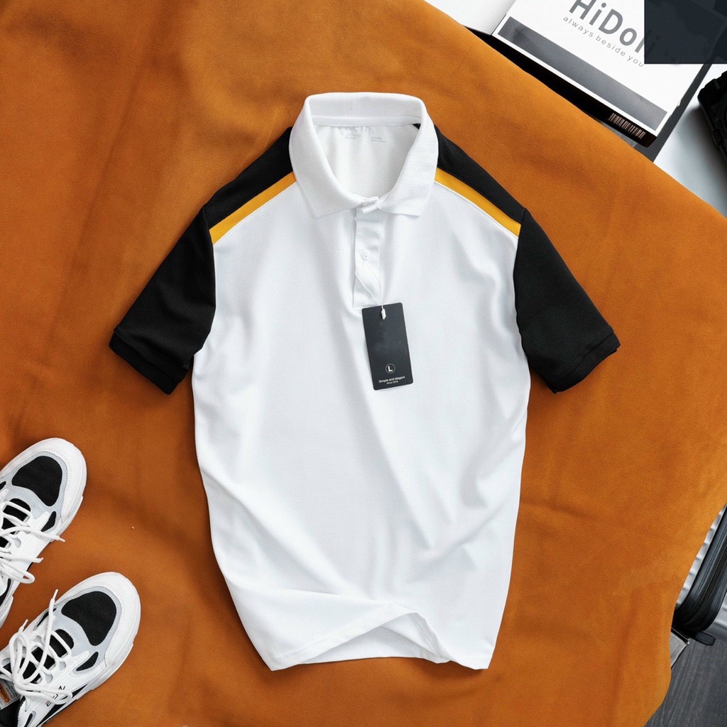 Áo polo nam tay áo phối màu cá tính chất vải cotton mặc mát co giãn bốn chiều - Fashion Hand