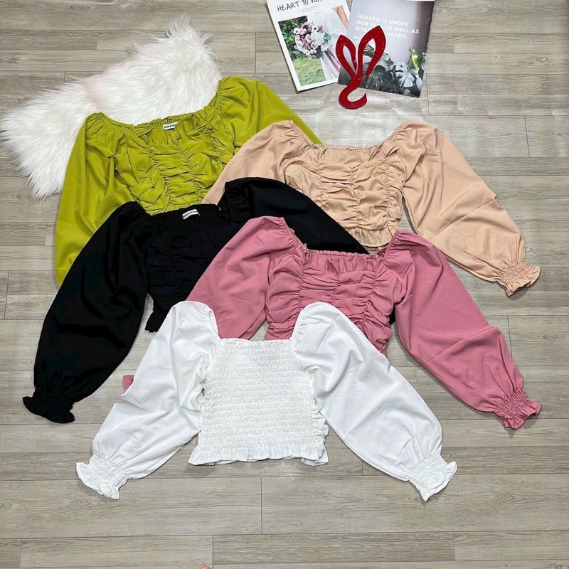 Áo kiểu bo thun sau