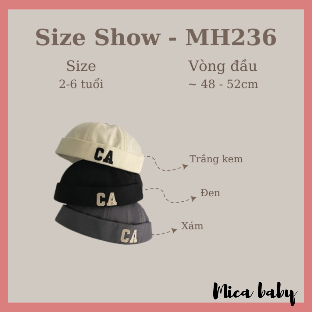 Mũ bucket trẻ em kiểu dáng chụp đầu đáng yêu cho bé MH236 Mica baby