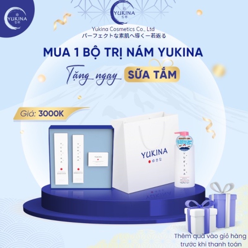 Bộ Kem Dược Mỹ Phẩm Yukina Medicated Skincare Nhật Bản  Xóa Nám, Tàn Nhang, Da Trắng Sáng, Cấp Ẩm Sâu, Chống Lão Hóa Da