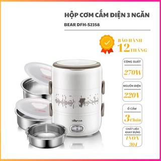 Hộp cơm cắm điện bear dfh-s2358, dung tích 2.0l, sử dụng nấu, hâm nóng, giữ nhiệt cho thức ăn