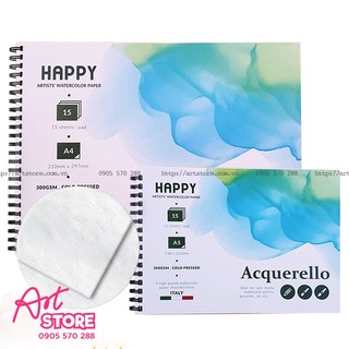 Sổ canson vẽ màu nước happy 300gsm a4/a5